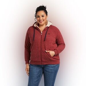 Ariat Sherpa Full Zip Rhubarb Red Hoodie Size L